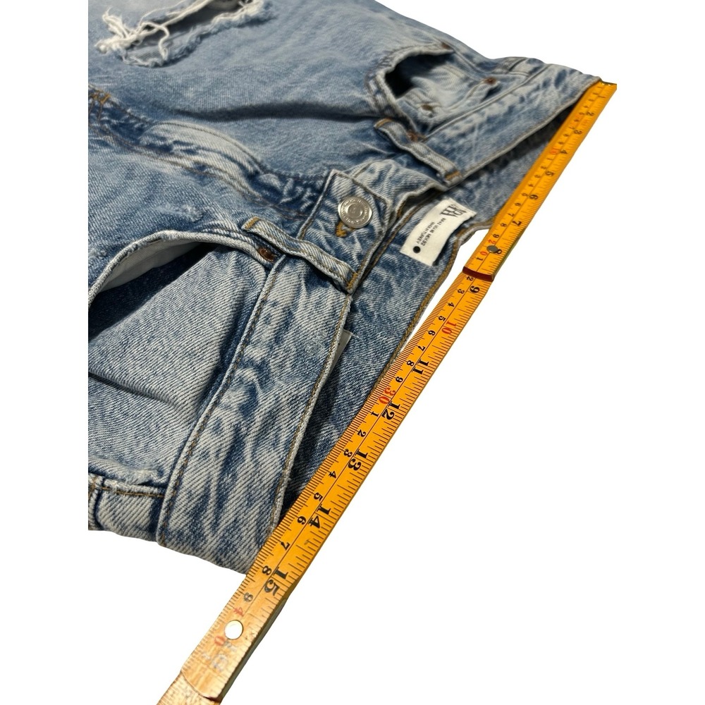 Zara The Pepper Mom Jeans Womens 10 Light Wash Distressed High Rise Straight Leg - Picture 7 of 10